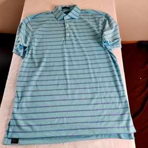 Turtleson Polo Shirt Men's Size M Blue Purple Stripe Golf Casual Outdoor Office